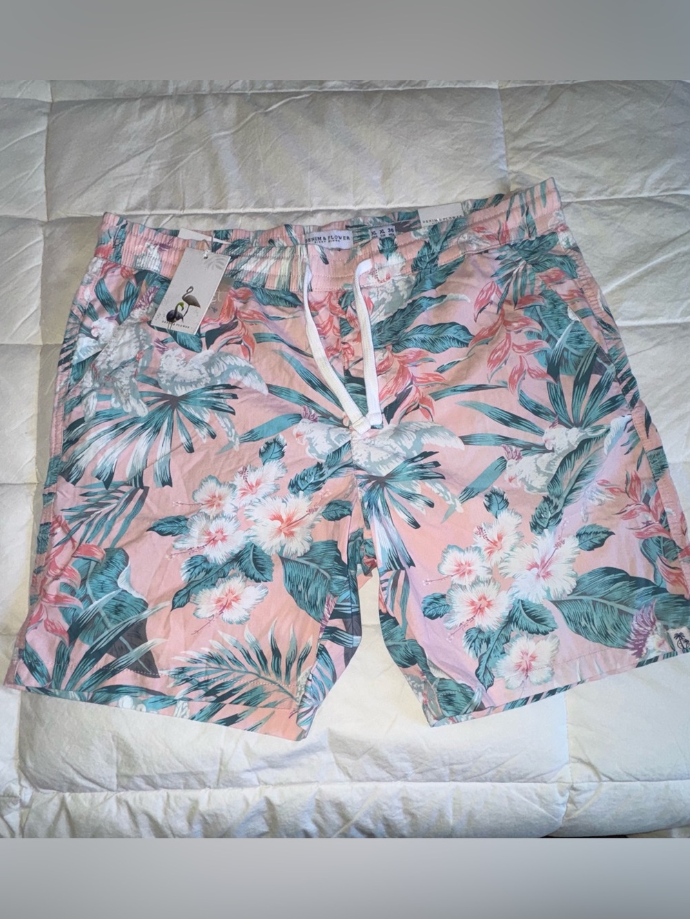 Denim & Flower Pink Tropical Floral Hybrid Shorts